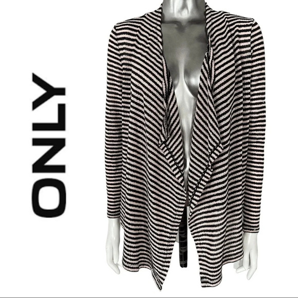 Only  Waterfall Cardigan Stripe Knit Cardigan Size Small - Picture 1 of 5